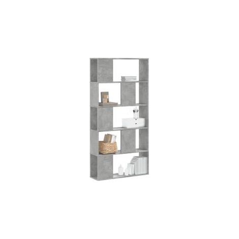 Bibliothèque 5 niveaux gris béton bois d'ingénierie (1/5)