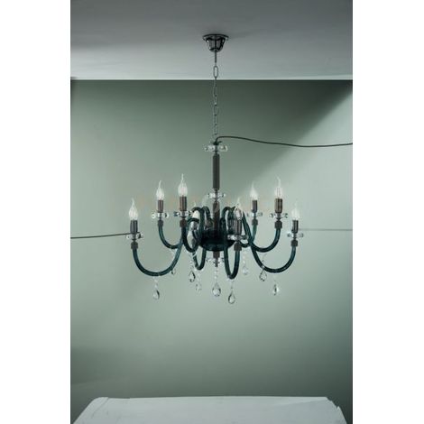 LAMPADARIO DIDO 8 LUCI OTTANIO E CROMO ATTACCO E14 D.83CM