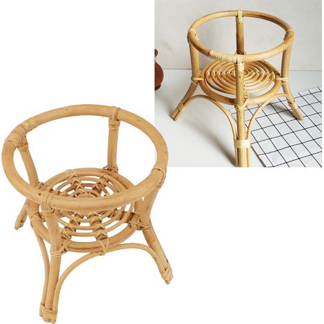 Support à fleurs en rotin de style nordique, étagère de rangement, support pour pots de fleurs (1/5)
