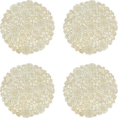 Lot de 4 sets de table ronds or rose pour salle à manger et cuisine, lavables (38 cm) (1/5)