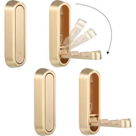 Gancho plegable de pared, no requiere taladrar, 5 kg - Perchero adhesivo dorado para toallas, dormitorio