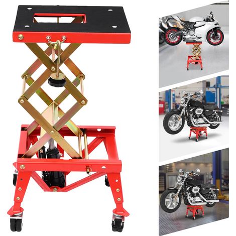Table de levage hydraulique pour moto, capacité de charge 350 lbs, hauteur réglable de 12 à 31,5 po, taille de la plateforme 38 x 28,7 cm, taille de la base 46 x 37 cm, poids 18,5 kg (1/5)