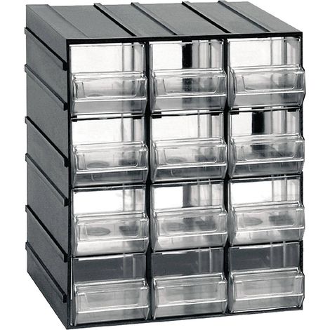 Dmora - Armadio multiuso 2 ante Atanasia, Armadietto porta minuteria, Mobile per contenitori portautensili, 100% Made in Italy, 19x15h23 cm, Antracite, 12 cassetti