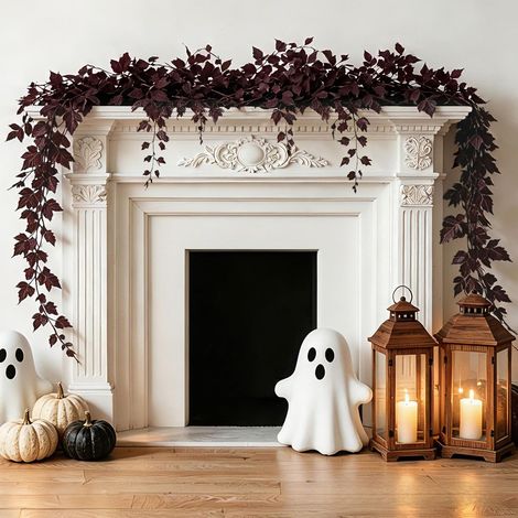 Guirlande Décorative d'Automne avec Branches de Prunier et Feuilles Artificielles, pour Cheminée, Table, Salon, Thanksgiving et Halloween, 1 Pièce (1/5)