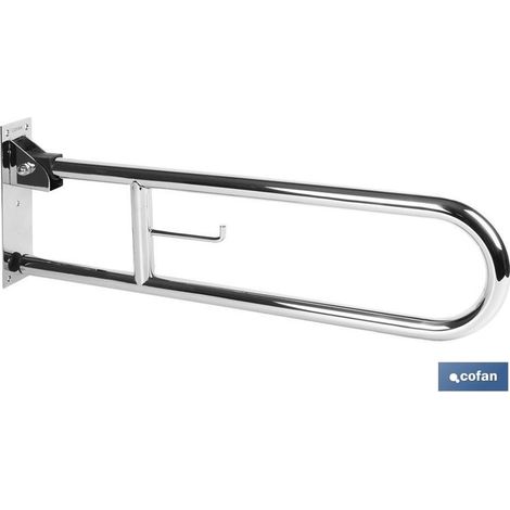 Barre de support rabattable verticale avec accessoire pour papier toilette 74xØ3,2cm en acier inoxydable