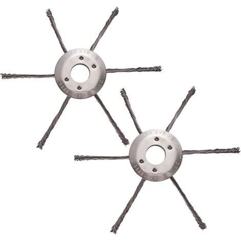 Lot de 2 têtes de débroussailleuse, Brosse de désherbage Professionnelle, en Fil d'acier avec Fil noué, Brosses à Mauvaises Herbes Universelle de Rechange pour Tondeuse à Gazon (6 têtes) (1/5)