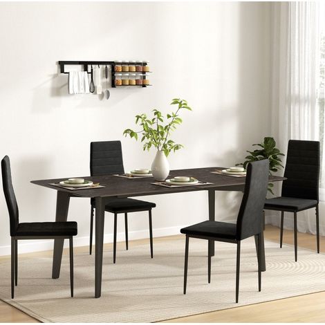 Lote de 4 sillas de comedor sin reposabrazos, tejido, patas metálicas, negras, OKWISH (1/5)