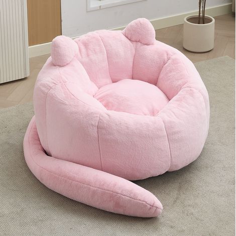 Sofá con forma de loto, asiento blando y cómodo, tejido de felpa rosa (1/5)