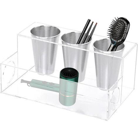 Organisateur d'outils de coiffure Stable Multifonction Pratique et Range-brosse à cheveux pour salle de bain Sèche-cheveux, fer à friser, maquillage, beauté, et accessoires (1/5)
