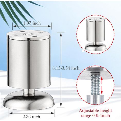 4 pieds de meuble 50 x 80 mm acier inoxydable avec patins caoutchouc antidérapants silencieux pour buffet cuisine (1/4)
