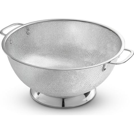 Imbuto da cucina – Scolapasta in acciaio inox da 5 litri con manico – Ciotola scolapasta 18/8 per pasta, spaghetti, verdure, frutta e pentole – Scolapasta in acciaio inox