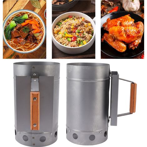 Seau d'allumage rapide pour charbon de bois, allume-charbon, allume-barbecue à charbon, outils de barbecue d'extérieur, allume-charbon en bambou. (1/5)