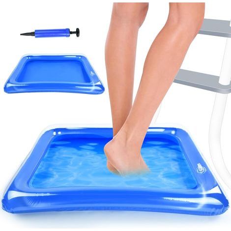 Bain de pieds gonflable, 60 x 45 cm, piscine gonflable en PVC bleu avec pompe, échelle d'entrée, accessoires pour spa et piscine hors-sol (1/3)
