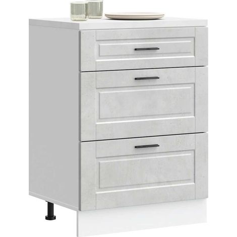 Vidaxl – Armoire de cuisine gris béton en bois d'ingénierie – Dimensions 60x46x81,5 cm – Capacité 50 kg – Pieds réglables pour stabilité (1/6)