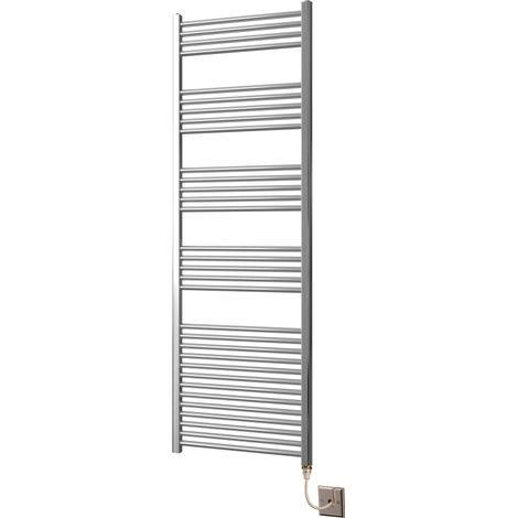 York Flat Chrome Electric Towel Rail 600 x 1800mm Towel Radiator
