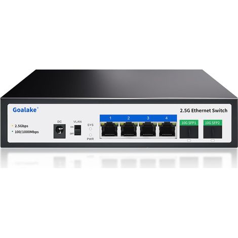 Switch de Bureau Multi-Gigabit 6 Ports 2,5 G Non géré, 4 Ports Base-T 2,5 G, 2 SFP+ 10 G, contrôle de Flux 802.3X, commutateur réseau 2,5 Gbe idéal pour Les Petits Bureaux (1/5)
