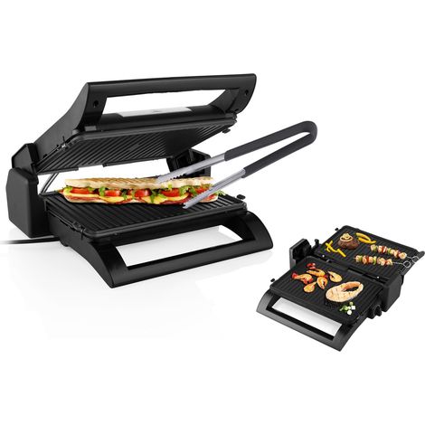 Kontaktgrill mit Grillzange, 2in1 abnehmbare Wendeplatten Paninimaker 1500Watt (1/5)