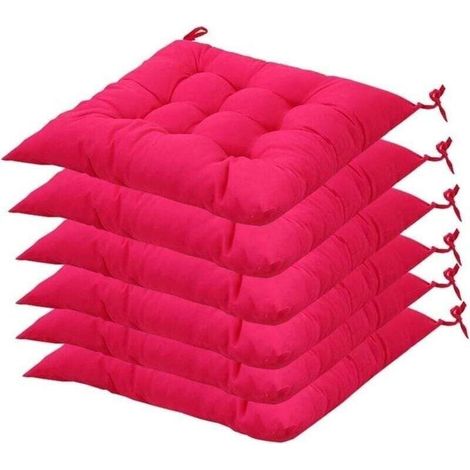 Coussin Chaise - 40 x 40 x 5 cm - Rembourré Polyester-Coton - Pour Intérieur Extérieur - Lot de 6 Pièces (1/4)