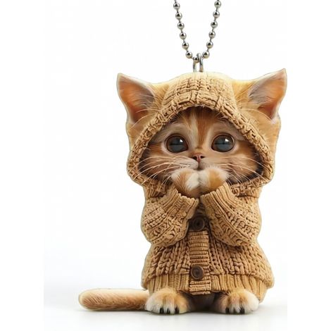 Colgante de acrílico gato con la cabeza sobre su pata para coche, 5 cm (1/5)