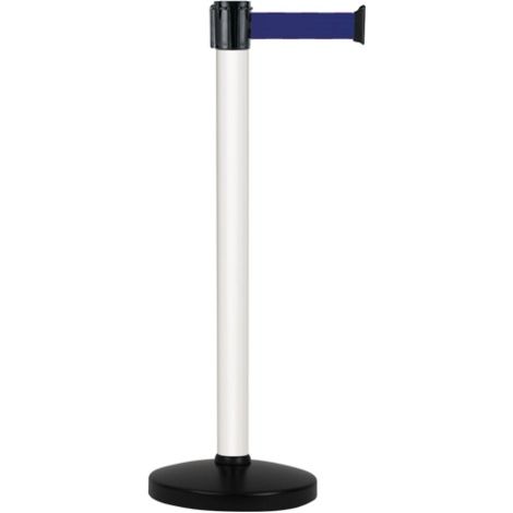 Poteau Alu Blanc laqué à sangle Bleu 5m x 50mm sur socle portable- 2052269 (1/4)