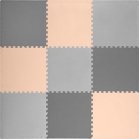 Grande tappeto puzzle in schiuma Ricokids 180x180cm 9 pezzi grigio-pesca