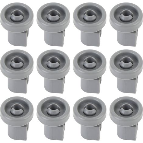 Kit de 12 roulettes pour panier inférieur de lave-vaisselle, en polypropylène flexible haute résistance et robuste. Pièces de rechange pour lave-vaisselle. (1/5)
