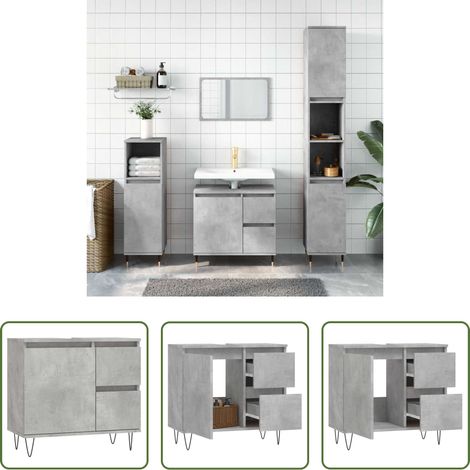 vidaXL Rangement salle de bain -  Armoire de salle de bain gris béton 65x33x60 cm (1/5)