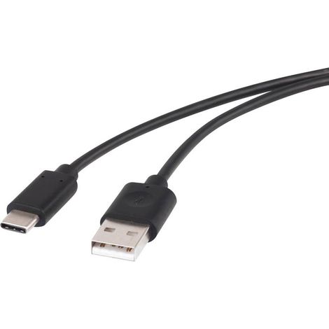 Renkforce Câble USB USB 2.0 USB-A mâle, USB-C® mâle 1.00 m noir contacts dorés RF-4288947 W508101 (1/3)