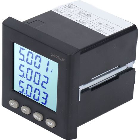 Voltmètre numérique LCD intelligent triphasé, afficheur compact, mesure ampèremètre AC/DC 80-270V, compteur de tension précis pour tableau électrique. (1/5)