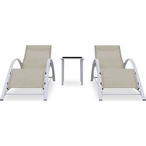 Maison Exclusive - Sonnenliegen 2 Stk. mit Tisch Aluminium Cremew