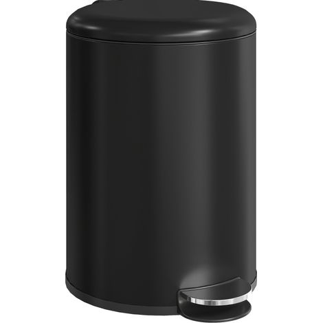 Poubelle de cuisine 20 L en métal noir, compacte avec pédale, couvercle à fermeture douce et bac intérieur amovible, pour petits espaces  CHICFURN (1/5)