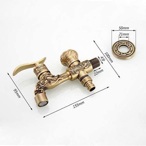 Kit robinet extérieur bronze antique – Double usage jardin/salle de bain – Manette, fixation murale