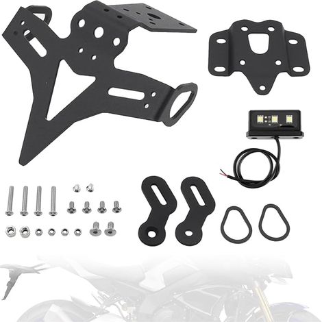 Support De Plaque Moto pour Yamaha Mt-07 2018-2023/Mt-07 2014-On/Fz-07 2018-2023/Fz-07 2014-On Support Plaque Moto Porte Plaque Immatriculation RéGlable avec Feu ArrièRe (1/5)