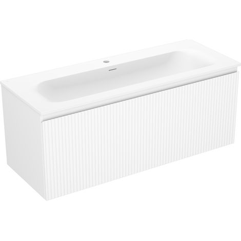 Mexen Rivel mobile bagno 120 cm con lavabo Vela, 1 cassetto, scanalato, bianco opaco - 91A20-12047-1-BF01-W23M01 (1/5)