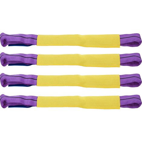 4 attaches de roue en alliage de récupération, sangles de sécurité pour remorque et transporteur, jaune/violet (1/5)