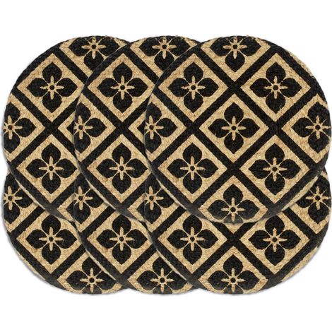 Placemats 6 pcs Black 38 cm Round Jute vidaXL