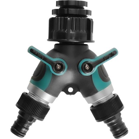 Répartiteur d'eau 2 Voies avec vannes pour robinets 1/2", 3/4" et 1" 2 Sorties avec Vannes Indépendantes. Compatible avec Robinets 1/2", 3/4" et 1", Idéal pour jardin, arrosage et lave-linge (1/5)