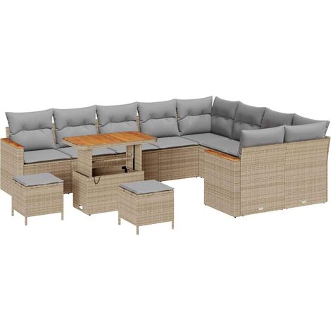 Maison Exclusive - Conjunto de sofá de jardín 12 pcs Beige Rattan