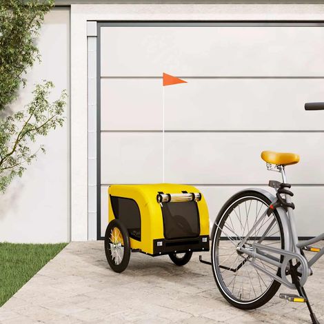 vidaXL Pet Bike Trailer Yellow and Black Oxford Fabric and Iron (1/5)