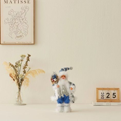 Ochine Statuetta Babbo Natale 30 cm – Tessuto Non Tessuto e Plastica, Design Artigianale Elegante con Abito Blu – Ideale per Decorazione Tavolo e Interni Festivi (1/4)