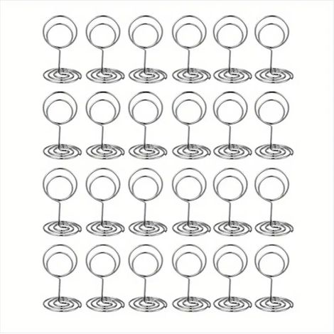 24 Tischkartenhalter, Tischnummern-Clip, Bilderclip aus Stahldraht, kleiner Tischkartenhalter, Schmuck, Hochzeitsempfang, Party, Geburtstag (Silber) (1/3)