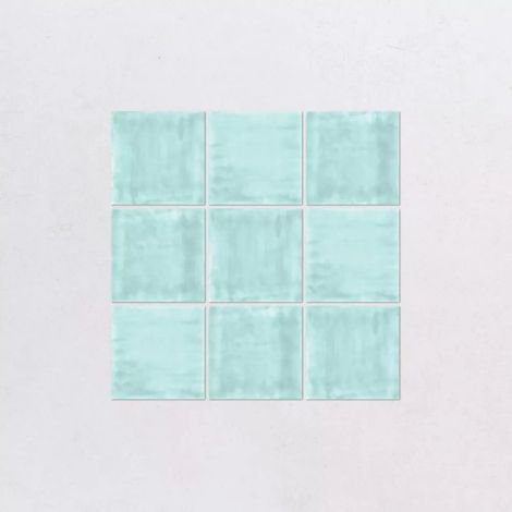 Faience Effet Zellige Turquoise Clair NOUR Aqua 10x10cm (1/3)
