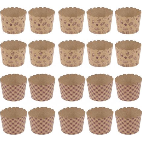 Lot de 100 caissettes à muffins et cupcakes en papier kraft résistant à l'huile, pour la cuisson et la présentation de desserts lors de fêtes et d'événements.-AquaForge (1/5)