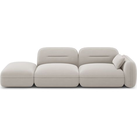 Canapé modulable gauche 3 places en velours beige clair (1/5)