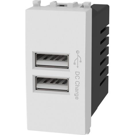 Presa USB a 2 posti bianca compatibile anche con Vimar Plana