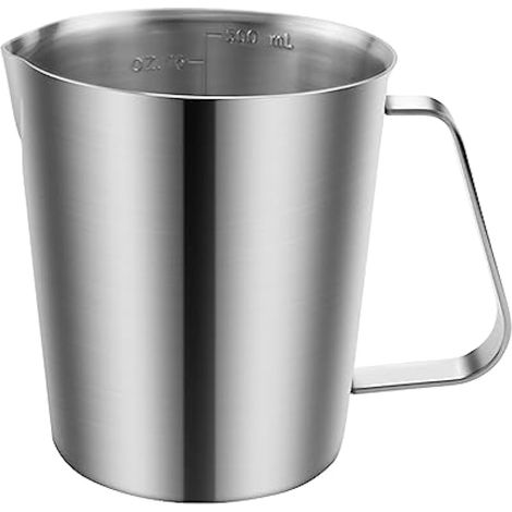 Tasse à mesurer en acier inoxydable avec bec verseur, pichet en métal gradué en oz et ml, 500 ml (1/5)