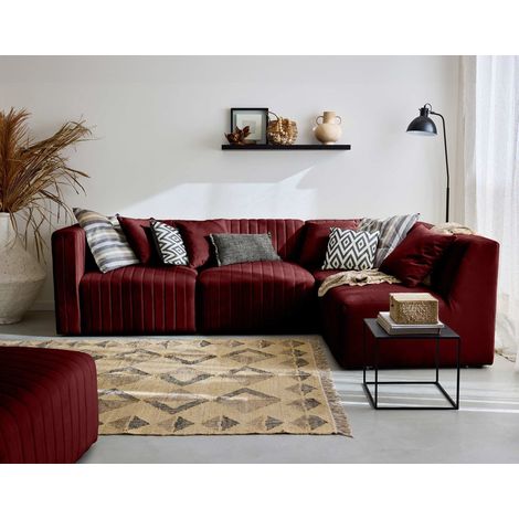 Nova - 4-sitzer modulares ecksofa rechts - aus samt - rot
