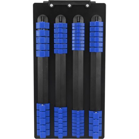 Plateau de rangement pour douilles 48 pièces : 1/2 pouce x 14 clips, 3/8 pouce x 18 clips, 1/4 pouce x 16 clips. Support de douilles portable avec poignée, bleu. (1/5)