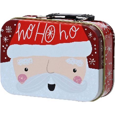Kaemingk – Mini-valise de Noël « HO HO HO » rouge et blanc, 10 x 6,7 cm, étain