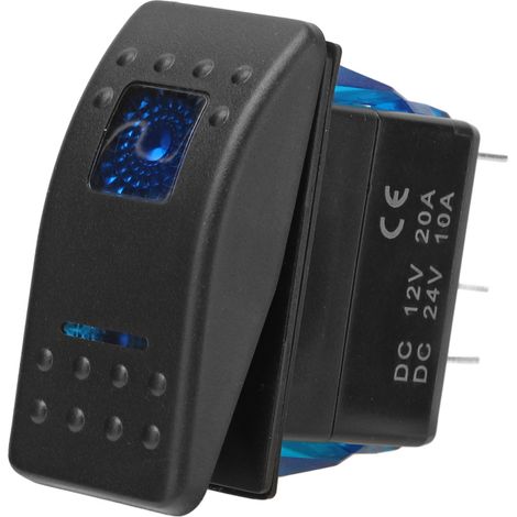Interrupteur à bascule étanche 5 broches ON OFF unipolaire double direction LED bleu rétroéclairé pour bateaux SUV camions 12-24V (1/5)